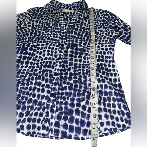 Michael Kors Navy Blue/White Button Top with Button Down or Roll up Sleeves - Picture 8 of 14